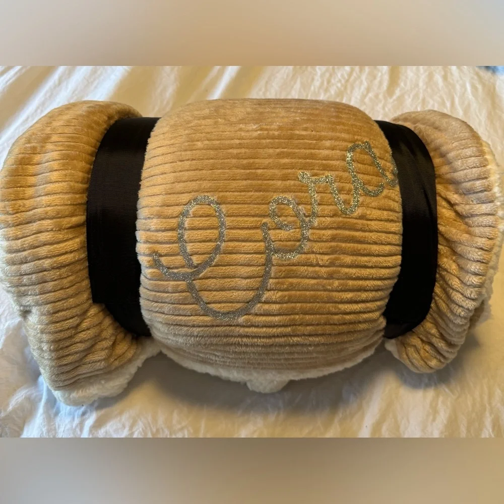 Beige and Cream personalized “Cora” throw blanket